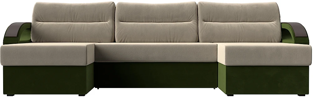 Угловой диван со спальным местом Форсайт Вельвет Беж-Грин