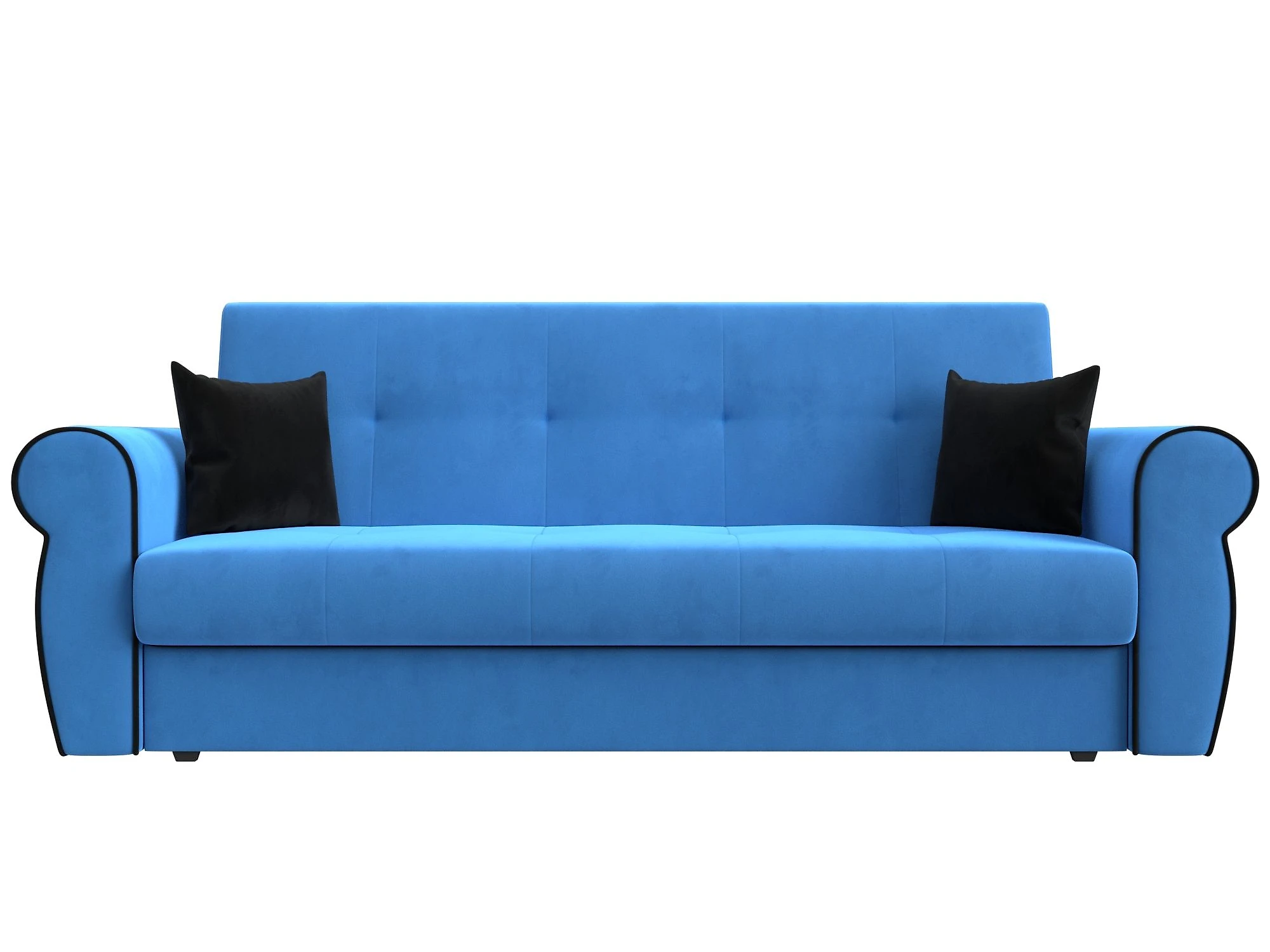 Синий прямой диван Лига-019 Плюш Дизайн 6 книжка