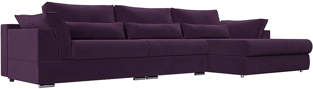 Угловой диван из велюра Пекин Лонг Велюр Фиолет