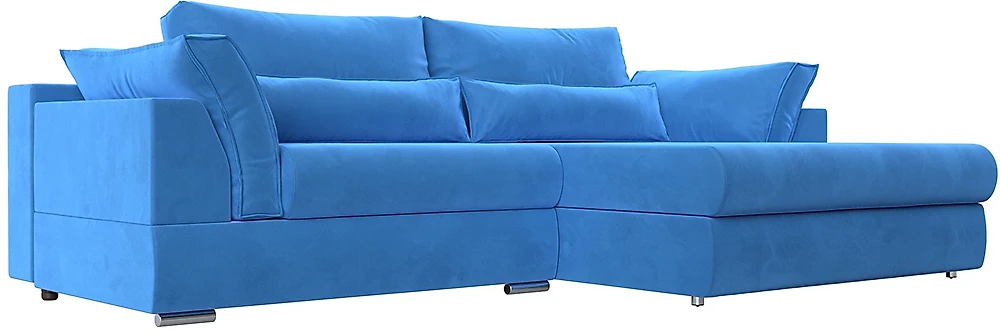 Угловой диван из велюра Пекин Велюр Блю