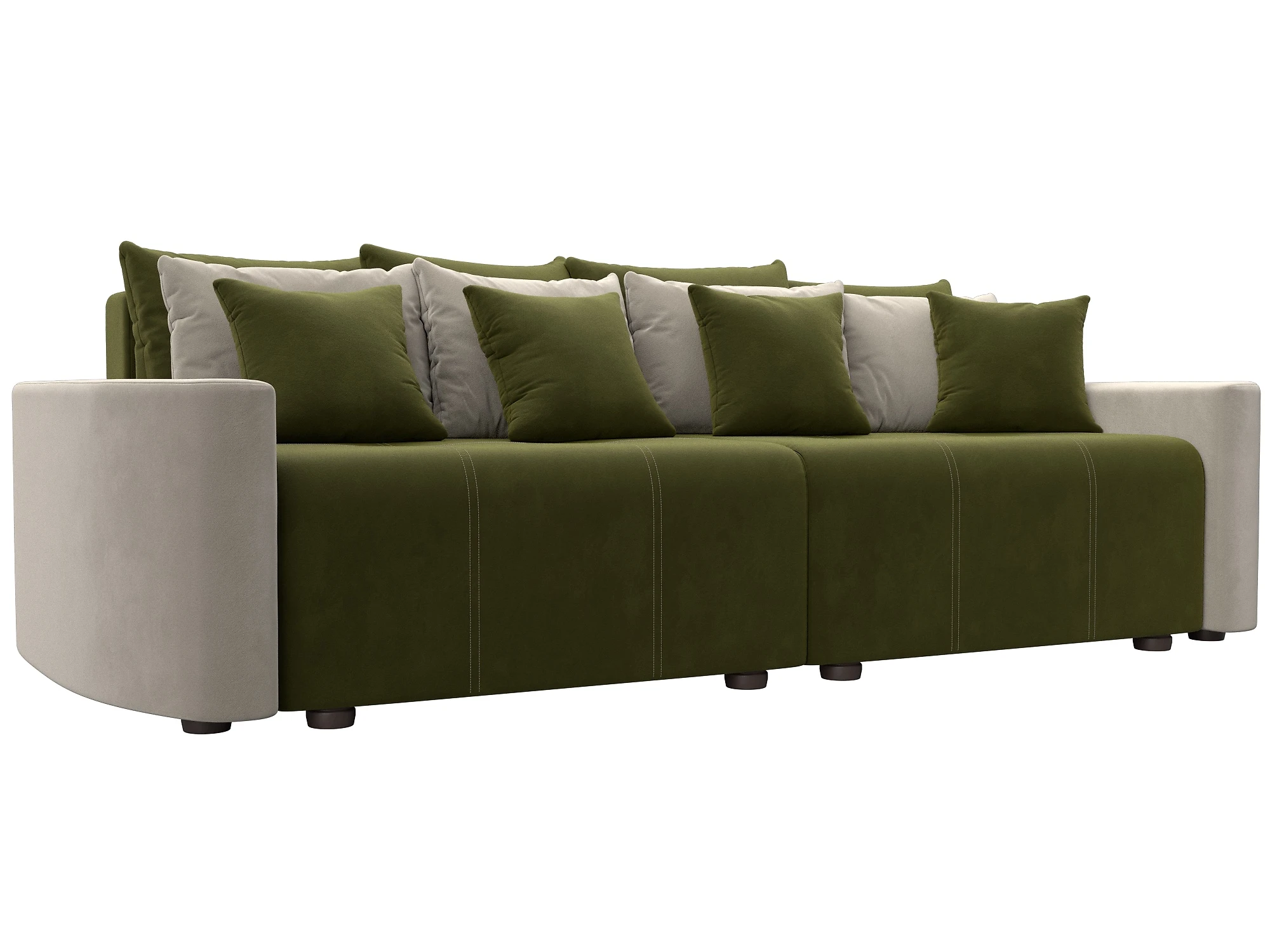 спальный диван в гостиную Бристоль Вельвет Зеленый-Бежевый