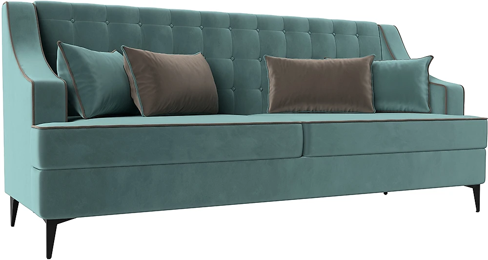 диван с антивандальным покрытием Марк Велюр Бирюзовый-Коричневый
