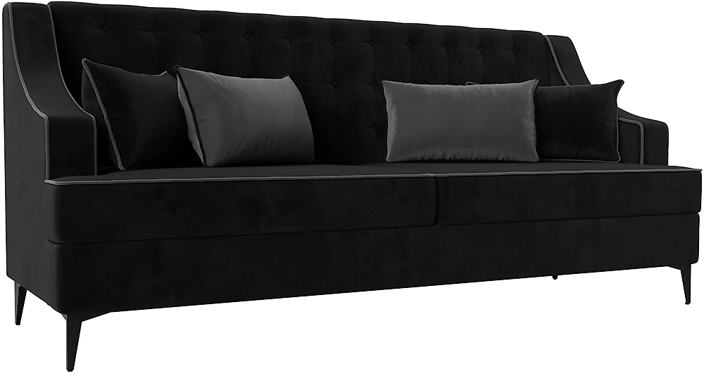 Прямой диван 190 см Марк Велюр Черный-Серый