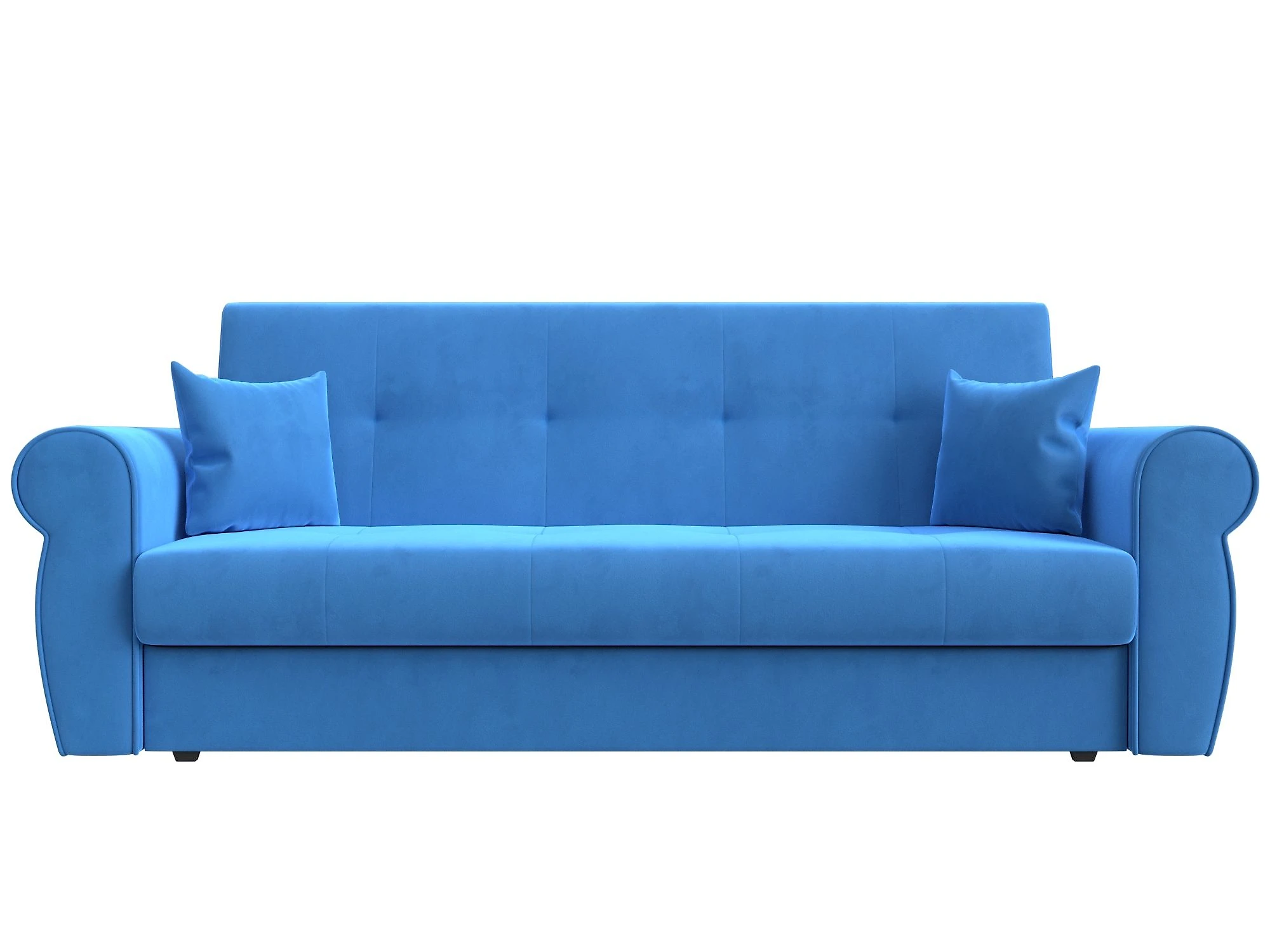 Синий прямой диван Лига-019 Плюш Дизайн 5 книжка