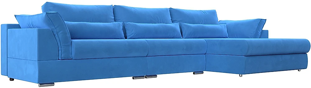 Угловой диван из велюра Пекин Лонг Велюр Блю