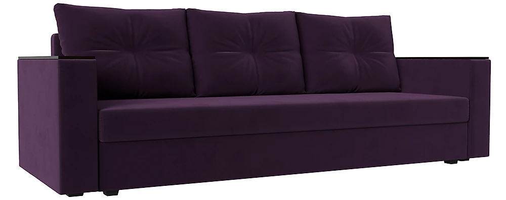 Двухместный диван еврокнижка Атланта Лайт без столика Плюш Фиолет