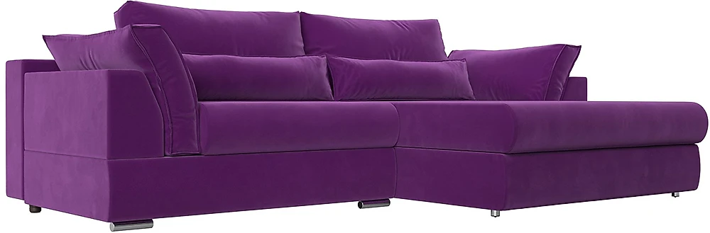 Угловой диван с ортопедическим матрасом Пекин Вельвет Фиолет