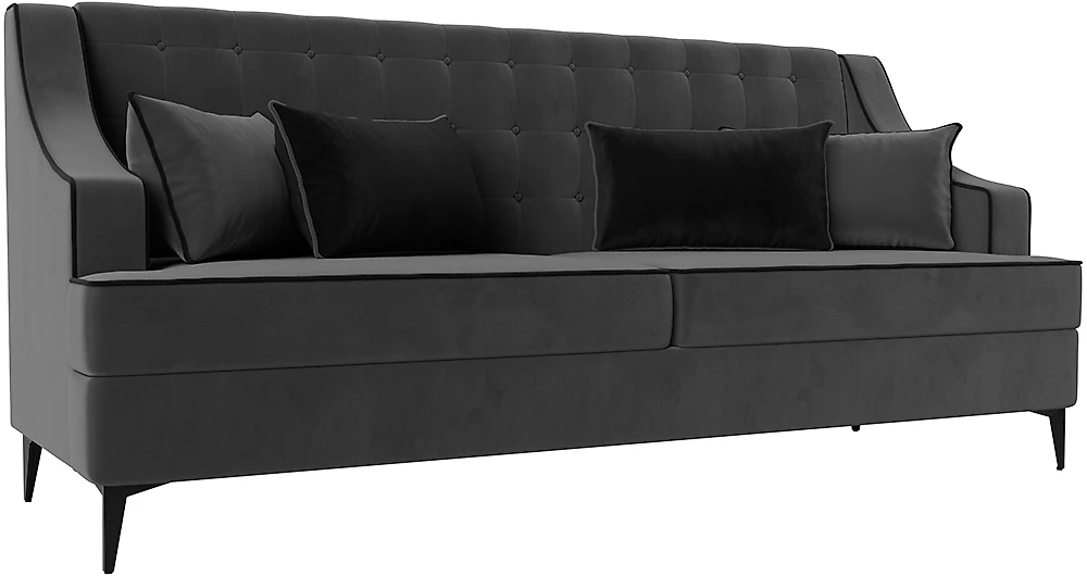 диван с антивандальным покрытием Марк Велюр Серый-Черный