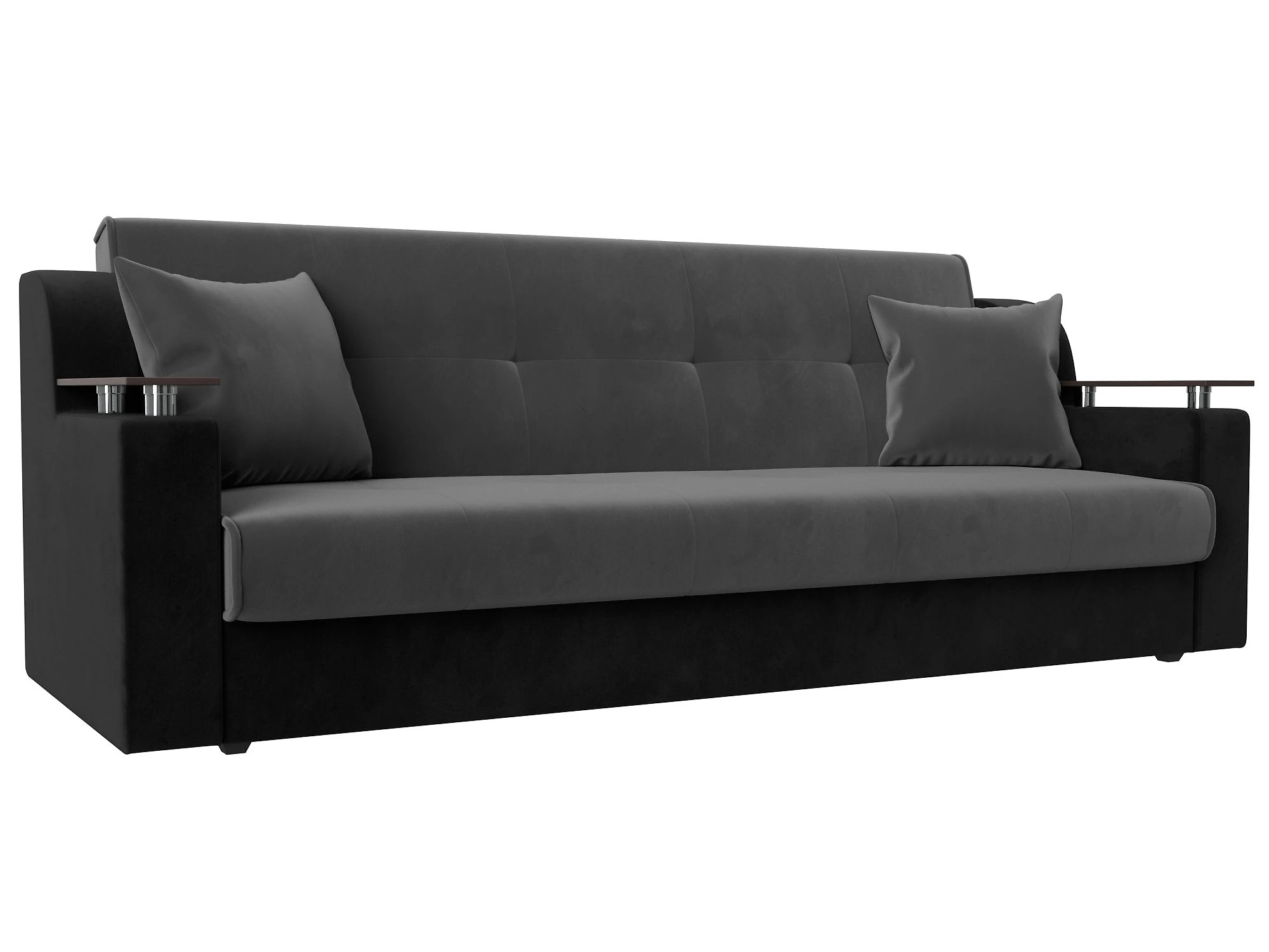 Прямой диван серого цвета книжка Сенатор Плюш Дизайн 12